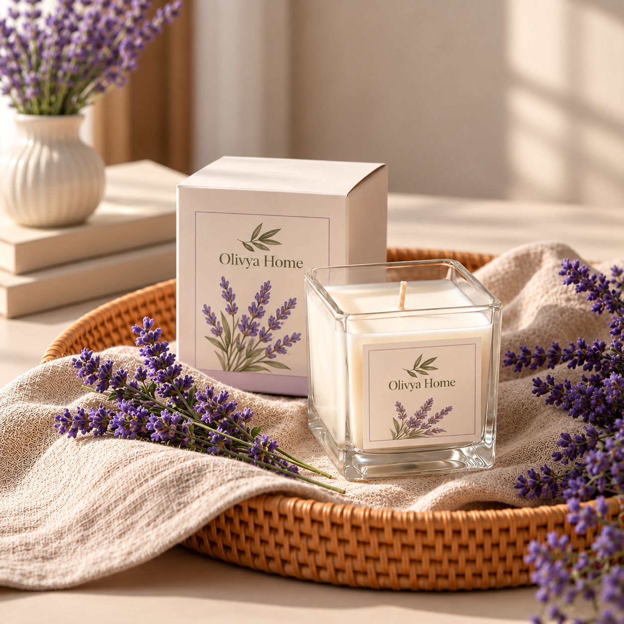 Olivya Home Lavender Dream – Lavanta Kokulu Dekoratif Mum 80 gr