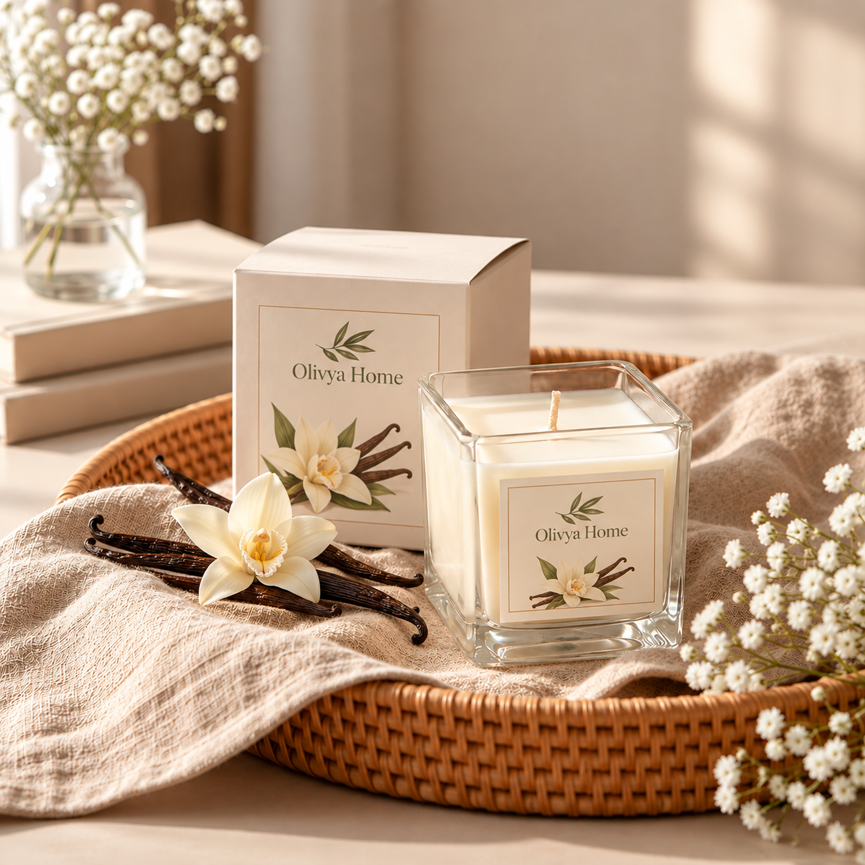 Olivya Home Vanilla Glow – Vanilya Kokulu Dekoratif Mum 80 gr